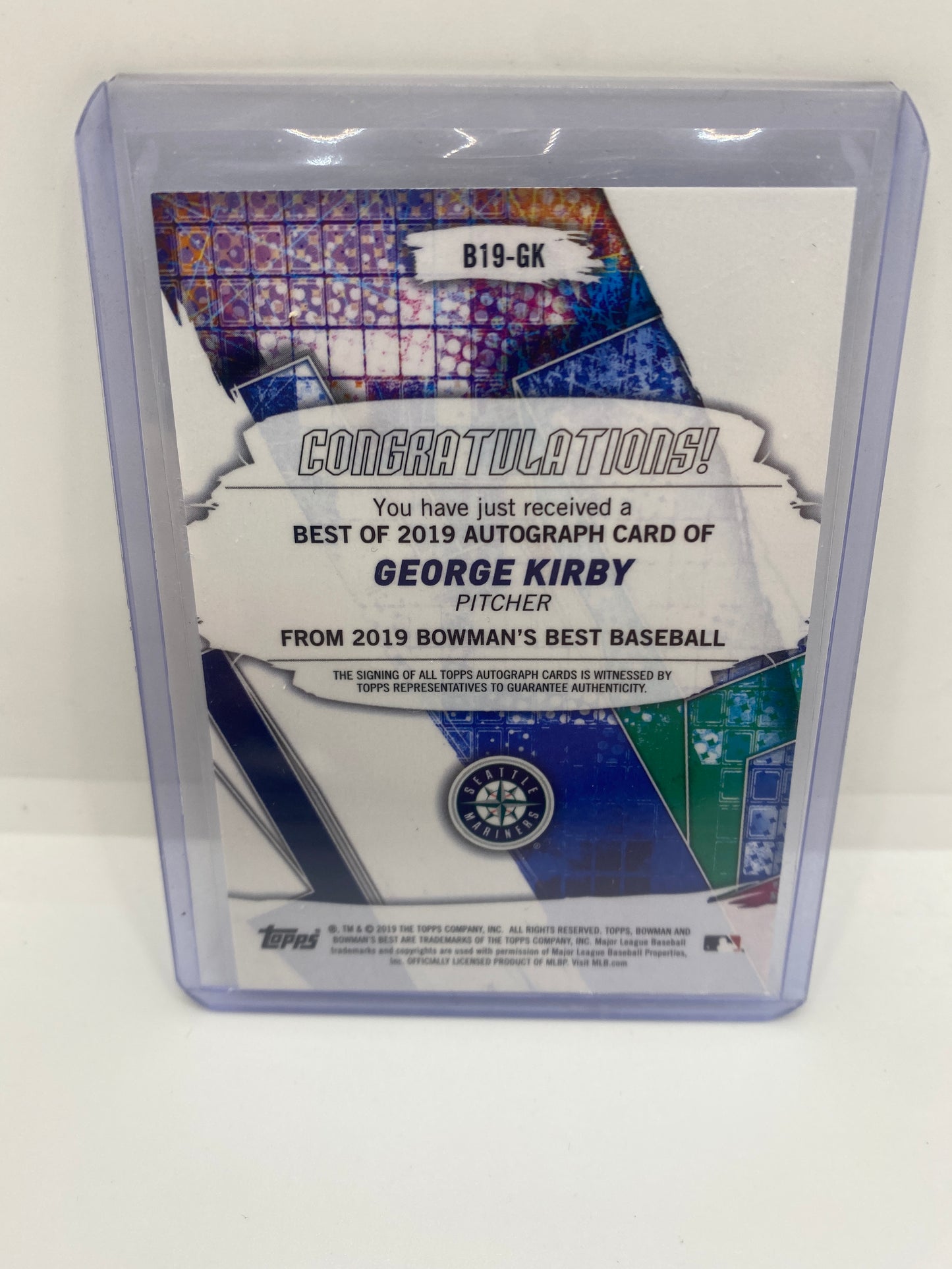 2019 Bowman's Best George Kirby #B19-GK Auto
