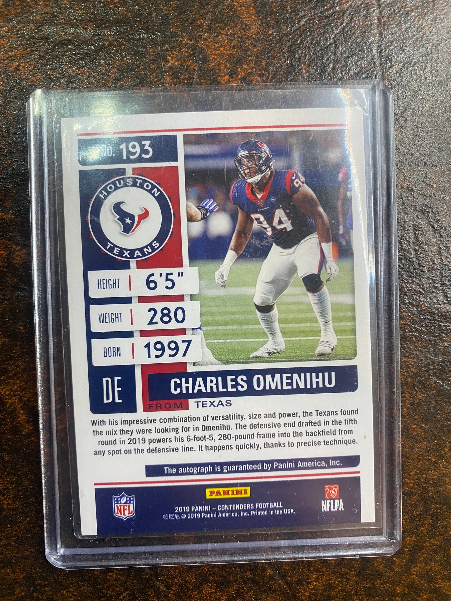 2019 Panini Contenders Charles Omenihu Rookie Autograph Playoff Ticket RC ROOKIE Auto