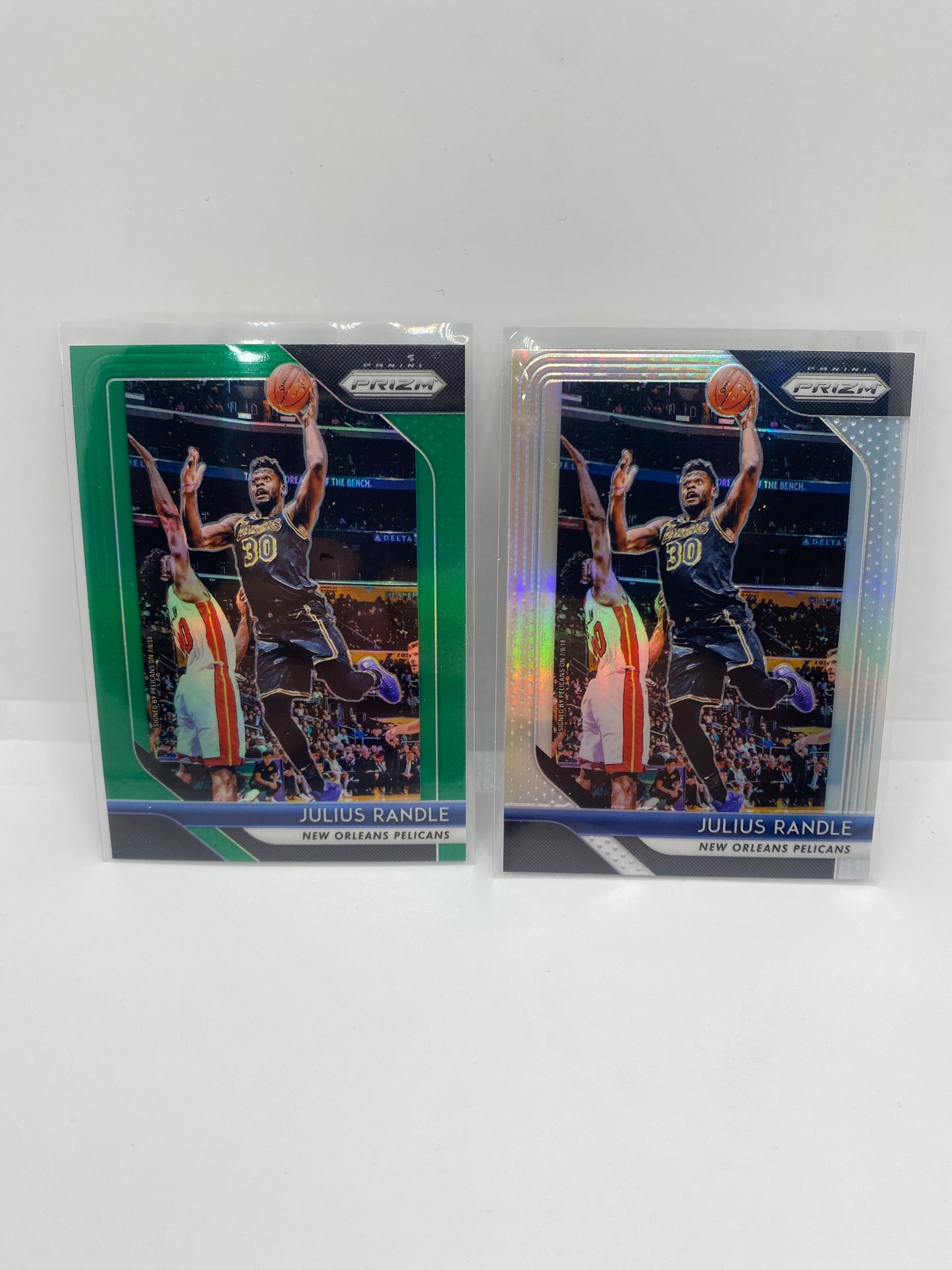 2018/19 Prizm Julius Randle Silver & Green Prizm Lot of 2