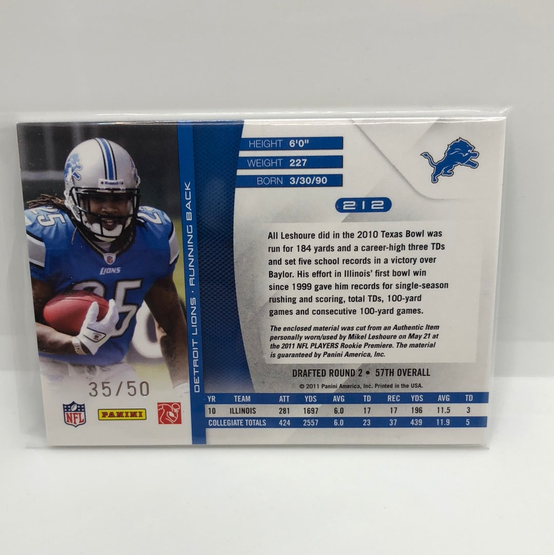 Mikel Leshoure 2011 Absolute RPM Prime Jsy /50