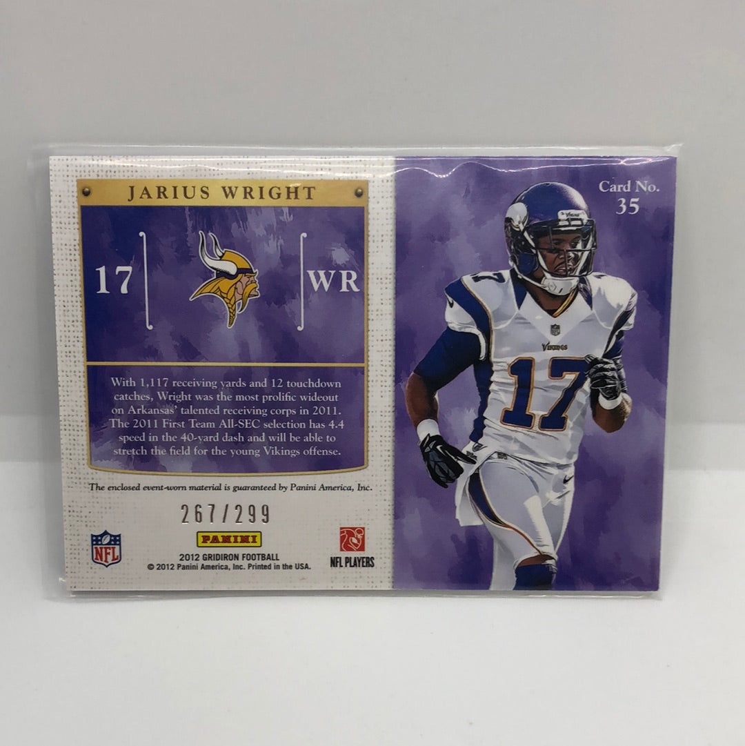 Jarius Wright 2012 Gridiron Kings Rc Jsy /299
