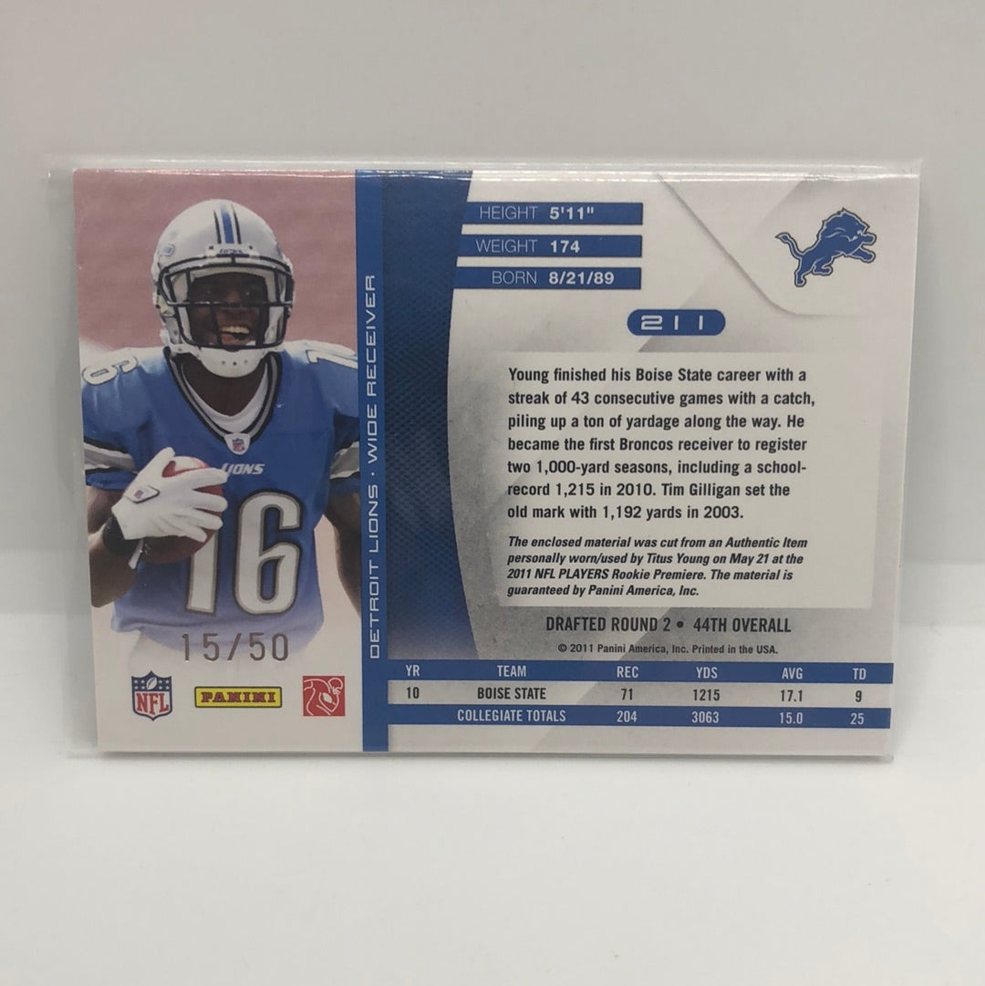 Titus Young 2011 Absolute RPM Jumbo Jsy /50