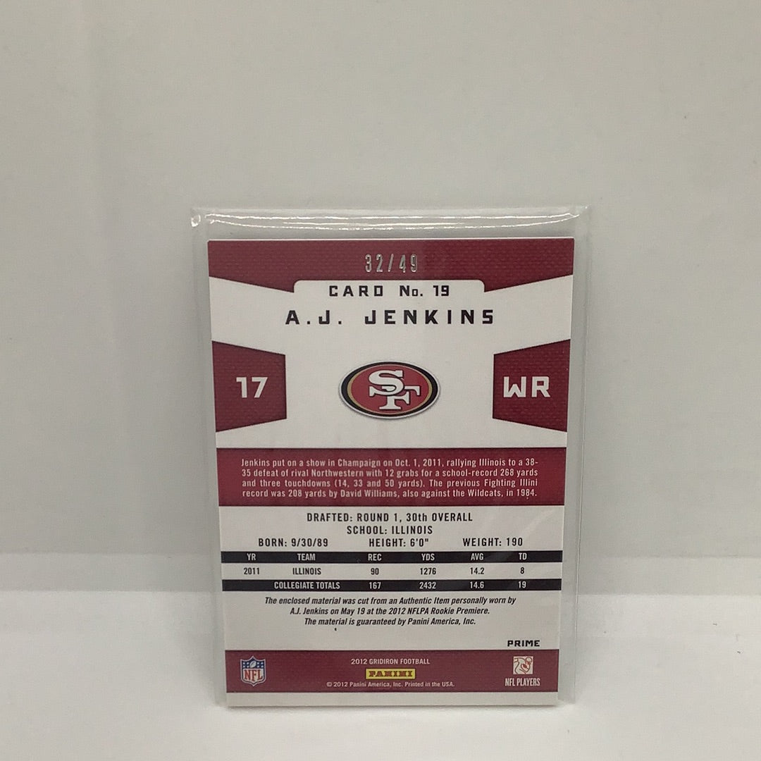A.J. Jenkins 2012 Gridiron Prime Jsy /49