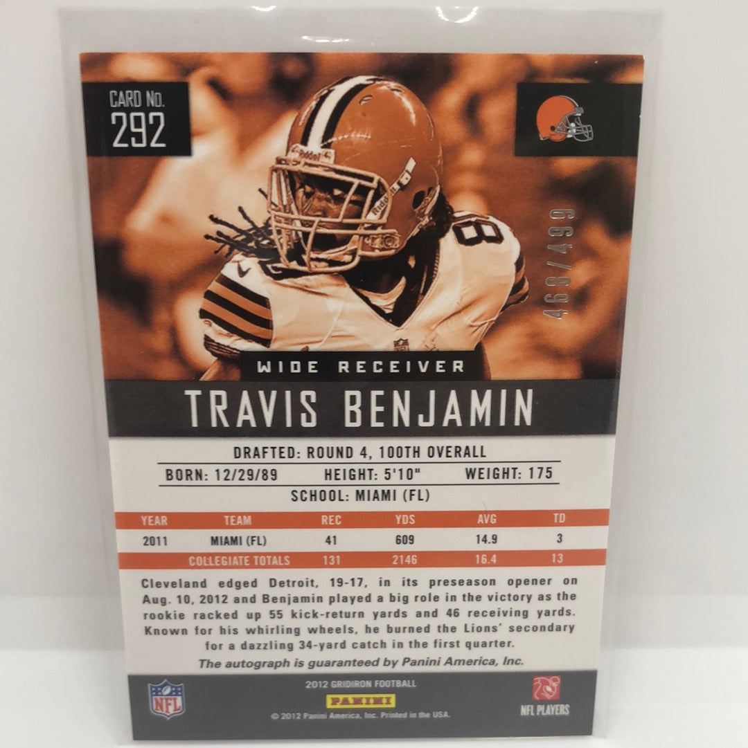 Travis Benjamin 2012 Gridiron RC Auto /499