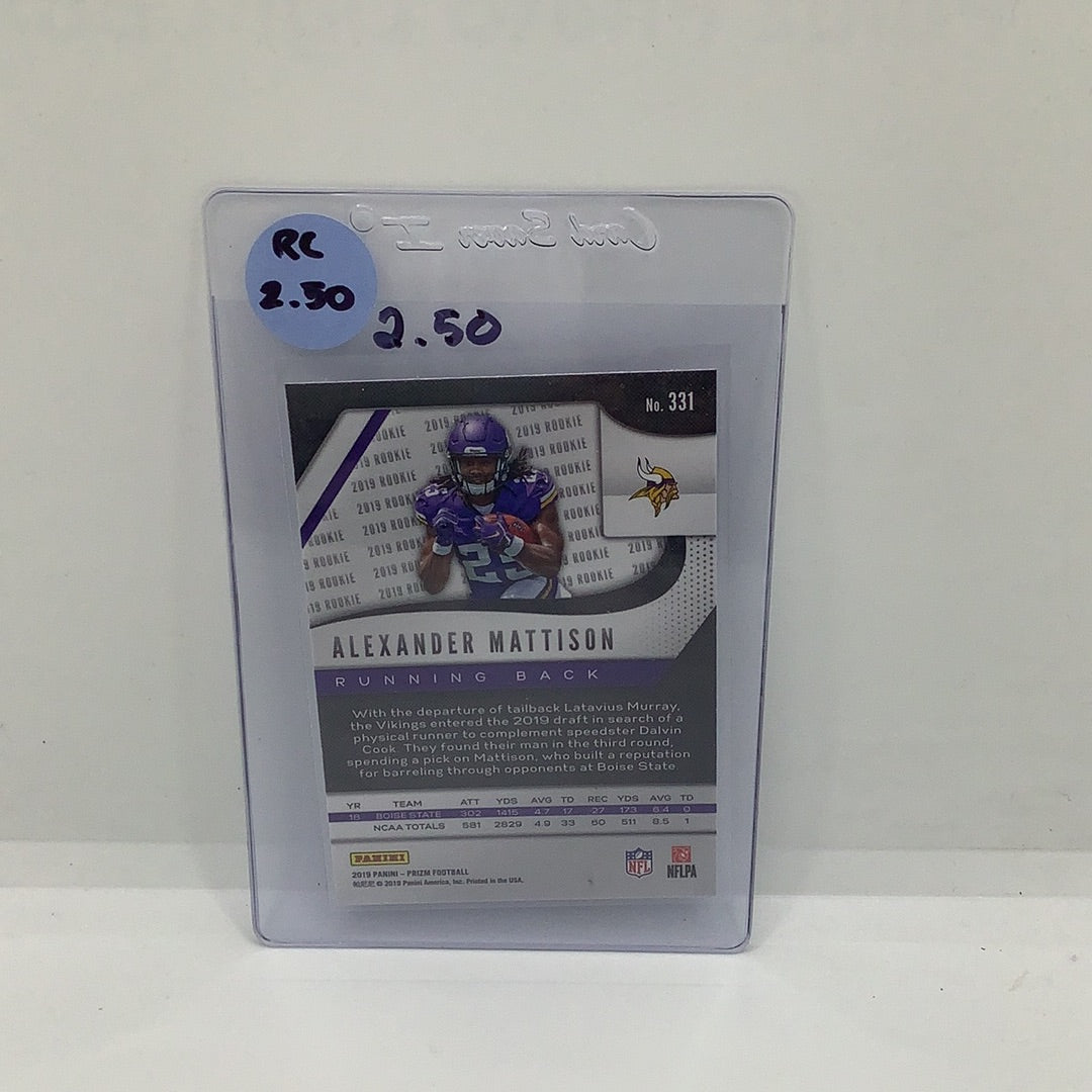 2019 Prizm Alexander Mattison RC Silver