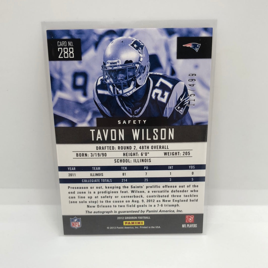 Tavon Wilson 2012 Gridiron Rc Auto /499