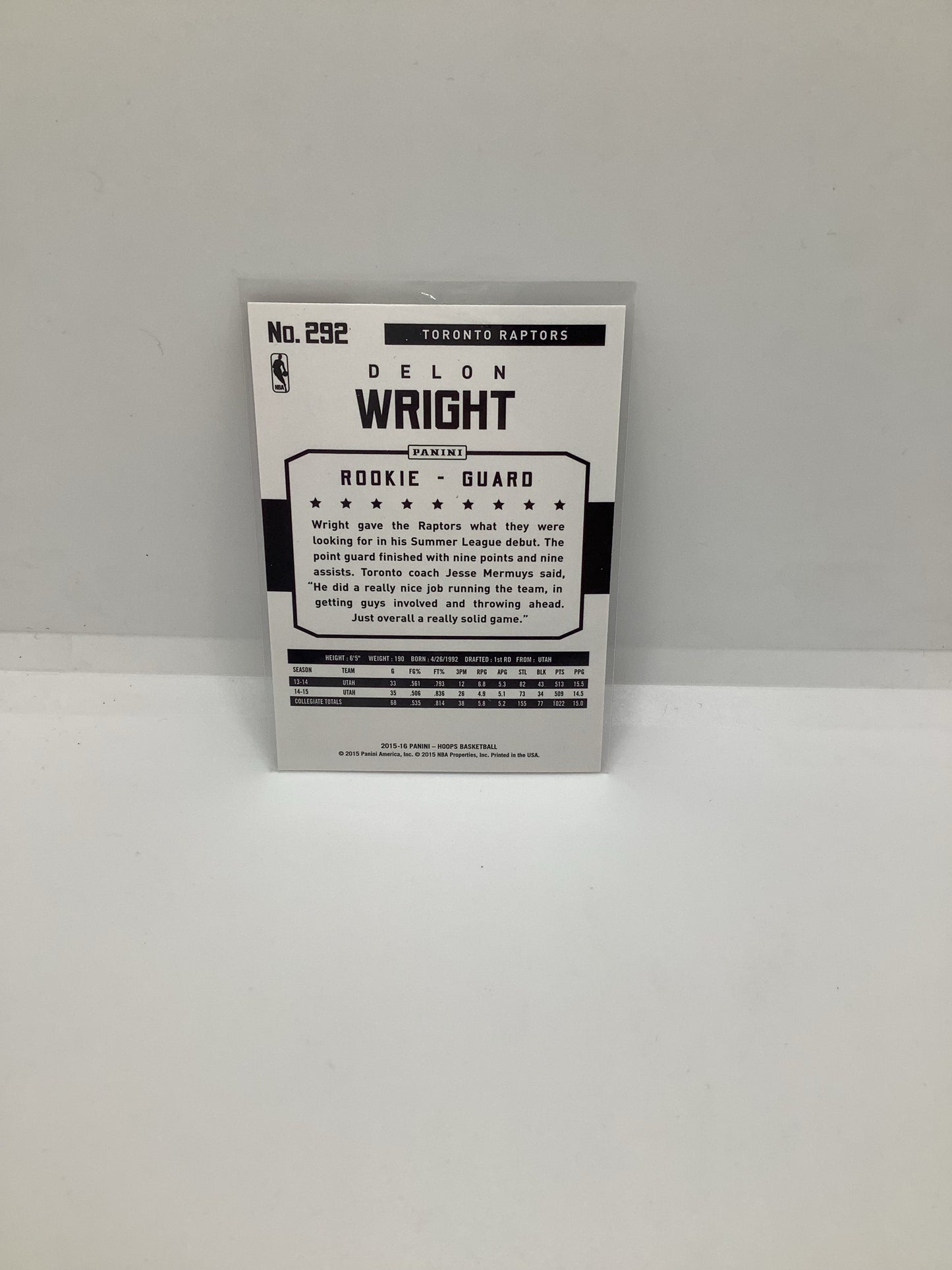 2015-16 Hoops Delon Wright RC Red