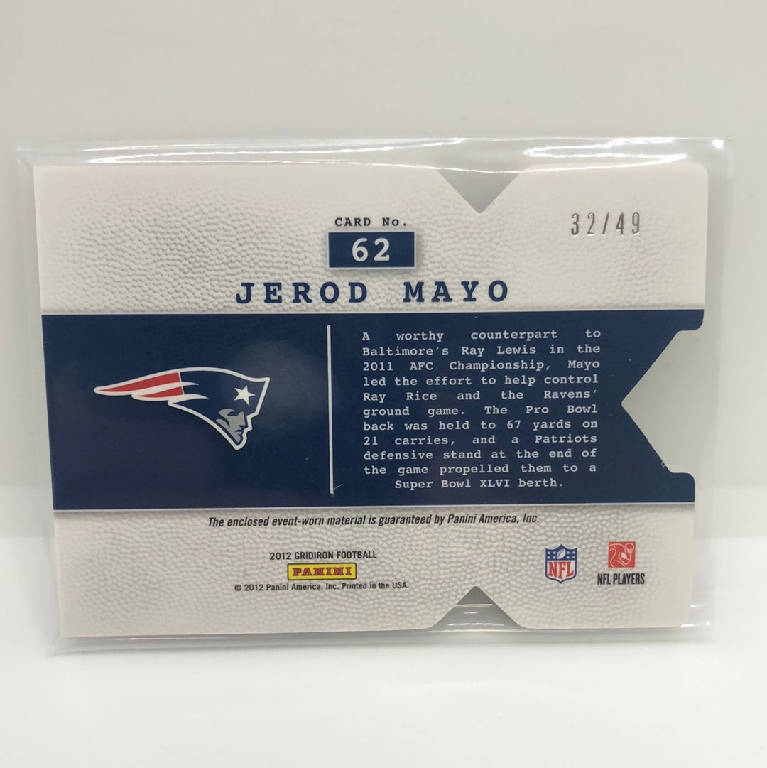 Jerod Mayo 2012 Gridiron Jsy Die Cut /49