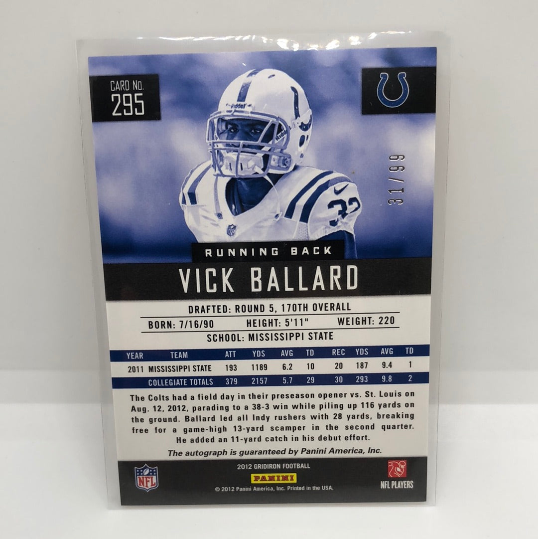 Vick Ballard 2012 Gridiron Rc Auto /99