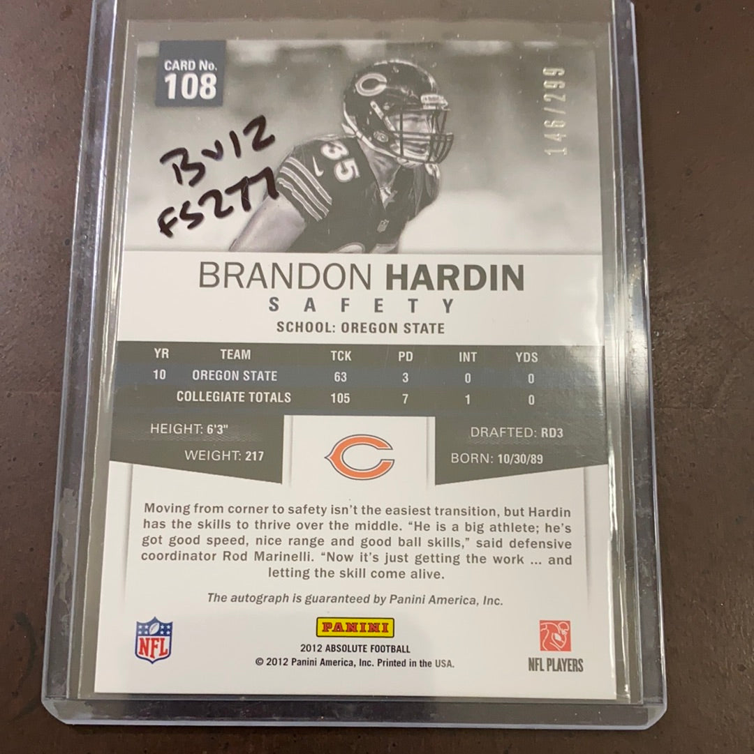 Brandon Hardin 2013 Absolute Memorbilia Autograph