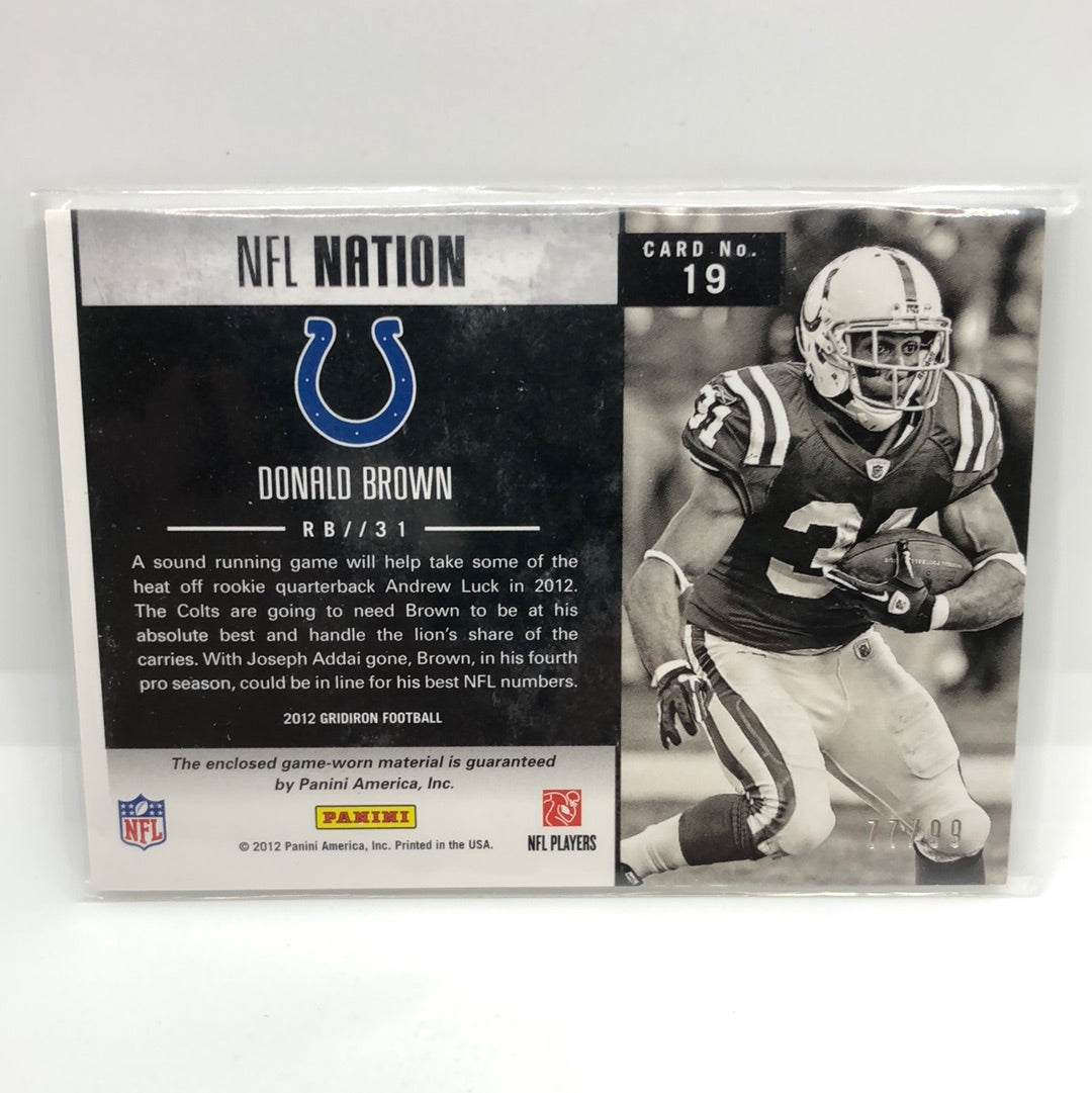 Donald Brown 2012 Gridiron Jsy /99