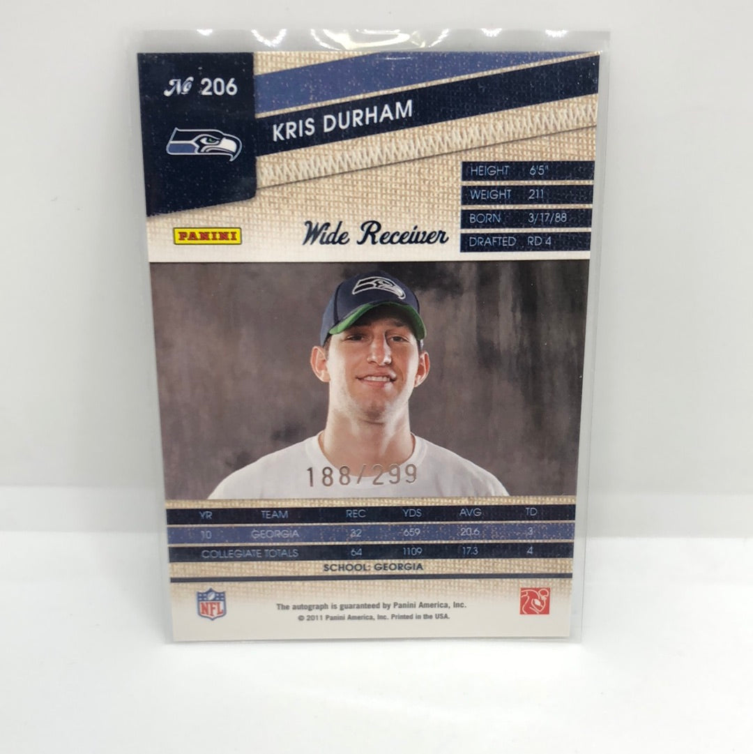 Kris Durham 2011 Threads Rc Auto /299