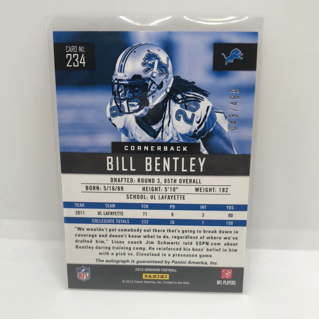 Bill Bentley 2012 Gridiron Rc Auto /499