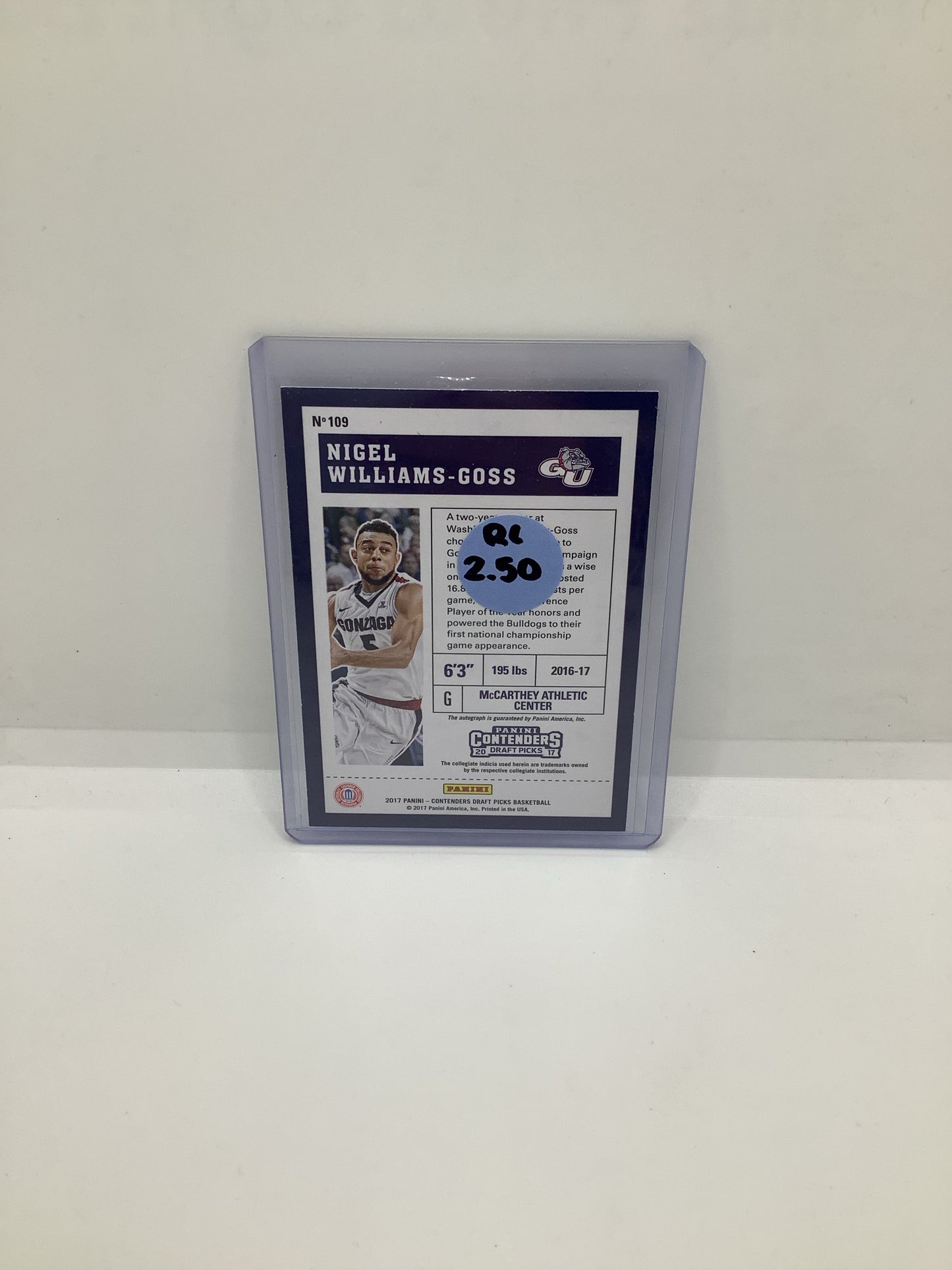 2017 Contenders Draft Picks Nigel Williams-Goss RC Auto