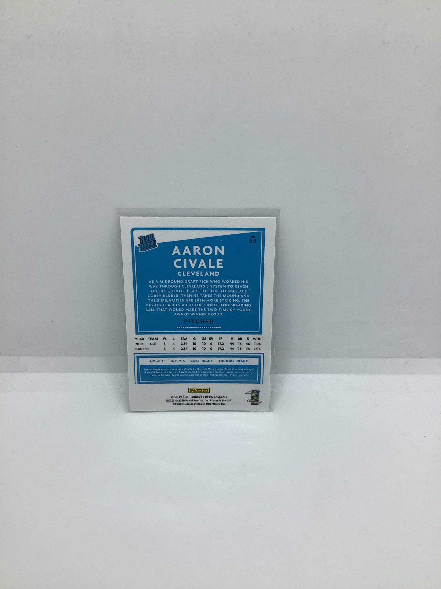 2020 Donruss Optic Aaron Civale RC Blue