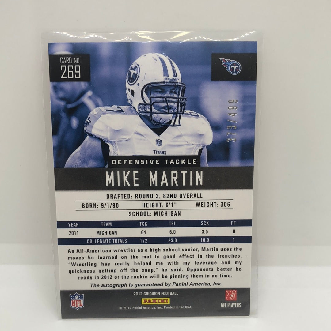 Mike Martin 2012 Gridiron Rc Auto /499
