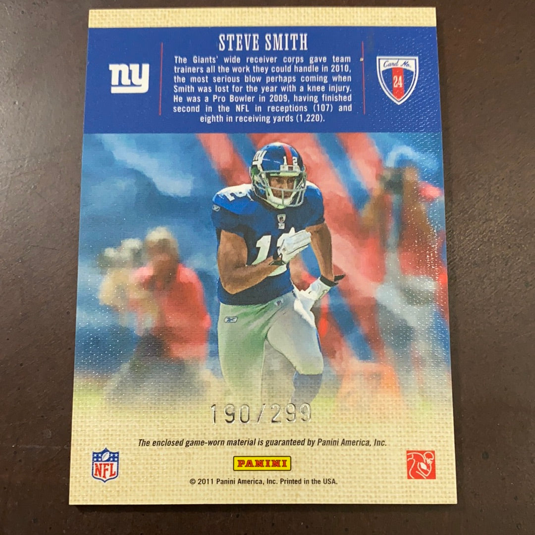 Steve Smith 2011 Panini Threads Game Worn Jersey