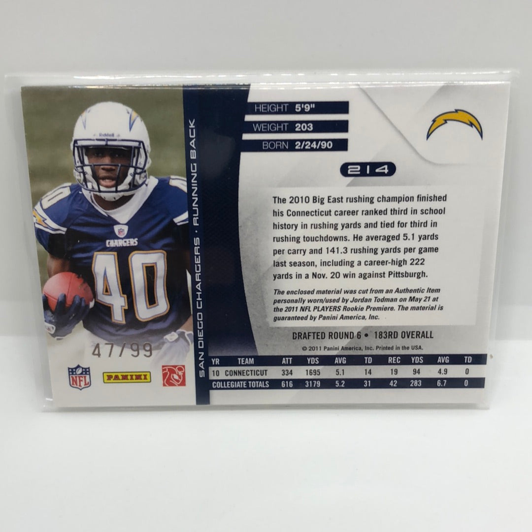 Jordan Todman 2011 Absolute RPM Jsy /99