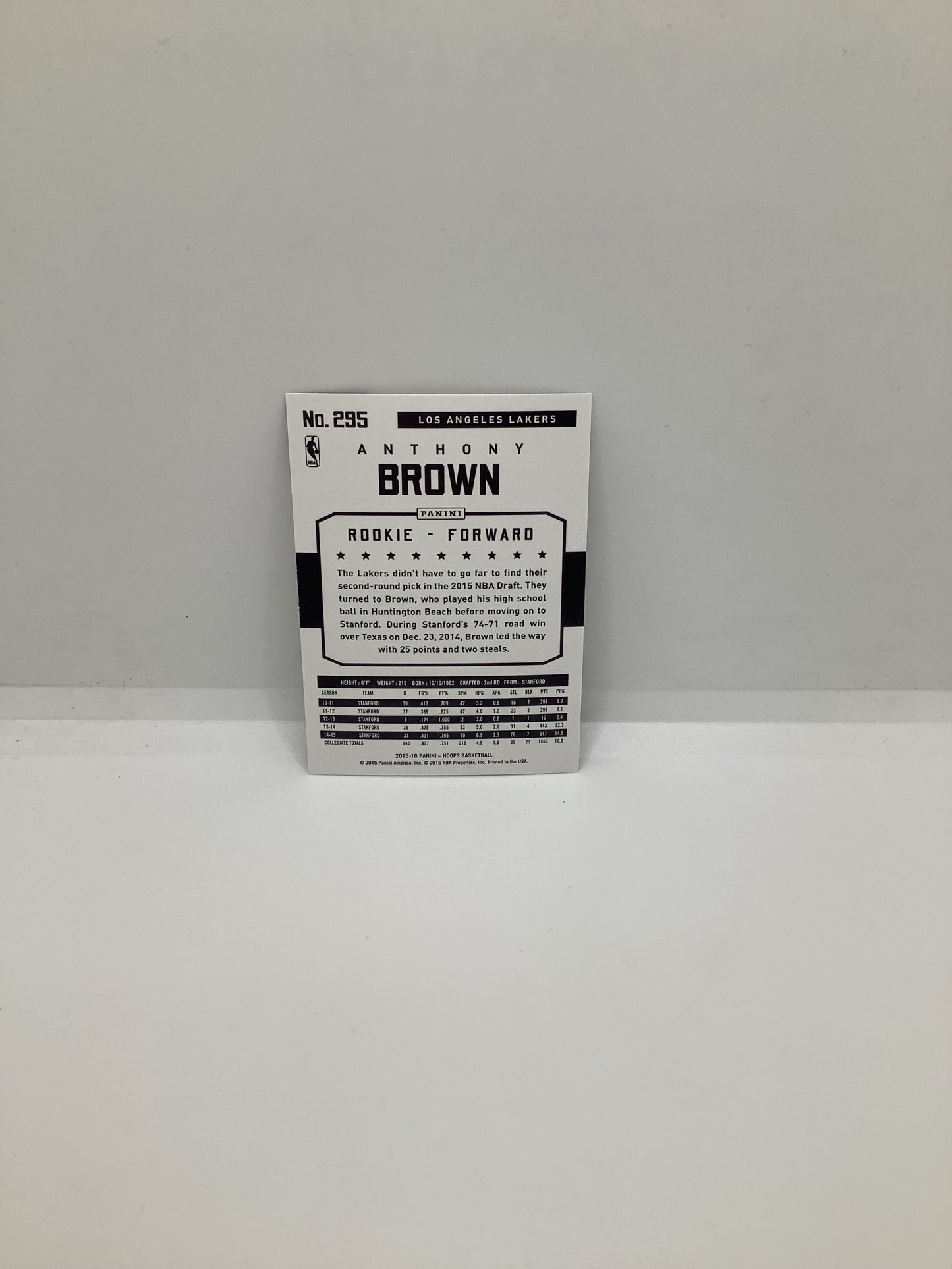 2015-16 Hoops Anthony Brown RC Purple Yellow