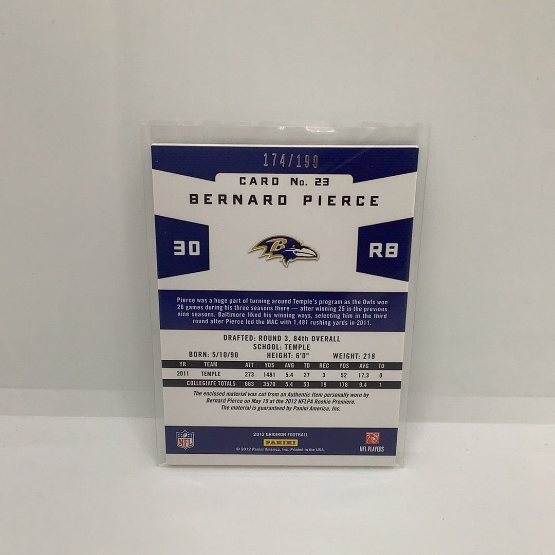 Bernard Pierce 2012 Gridiron Gems Jsy /199