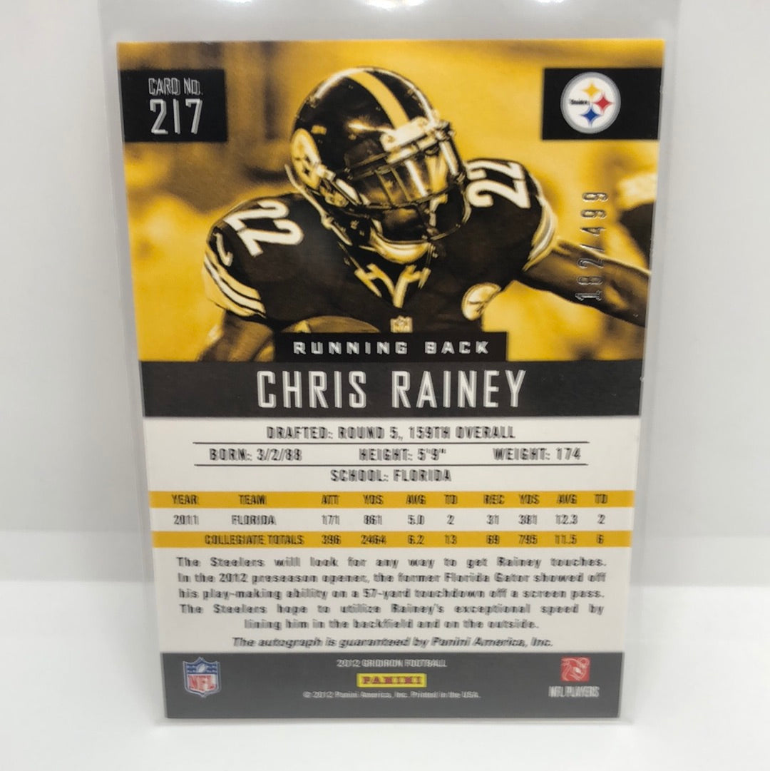 Chris Rainey 2012 Gridiron Rc Auto /499