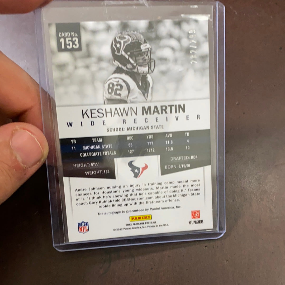 Keshawn Martin 2013 Absolute Memorbilia Autograph