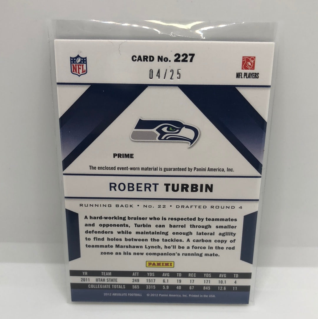 Robert Turbin 2012 Absolute Prime Jsy RPM /25