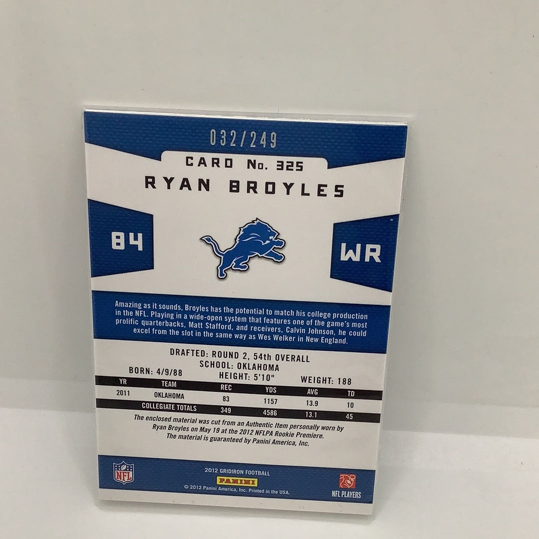 Ryan Broyles 2012 Gridiron Gems Jsy Rc /249