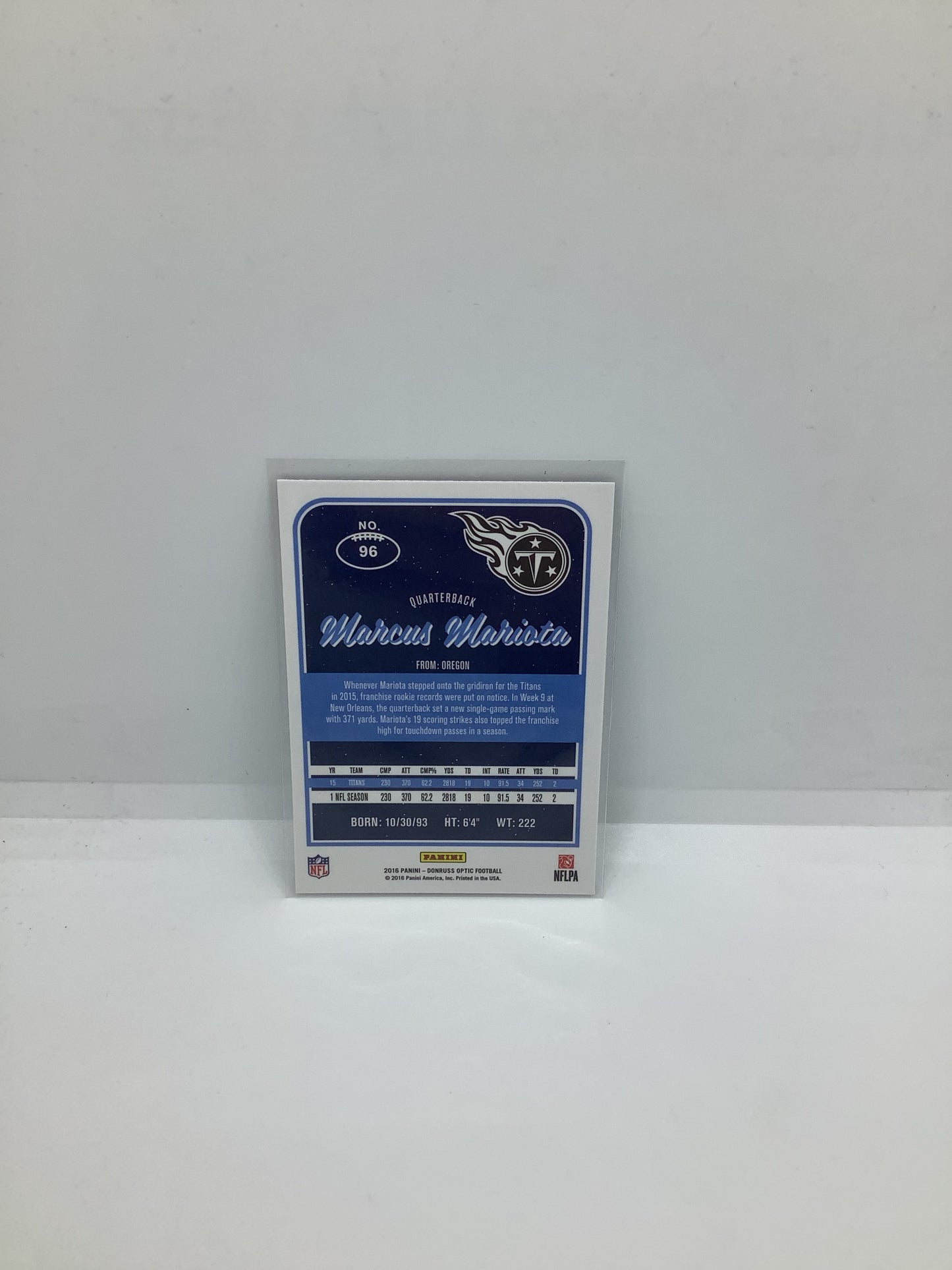 2016 Donruss Optic Marcus Mariota Blue Holo