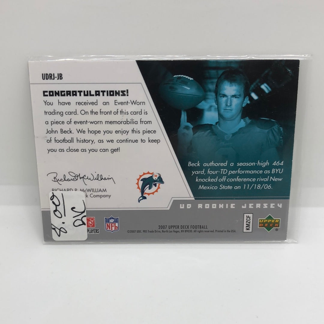 John Beck 2007 UD Rc Jsy