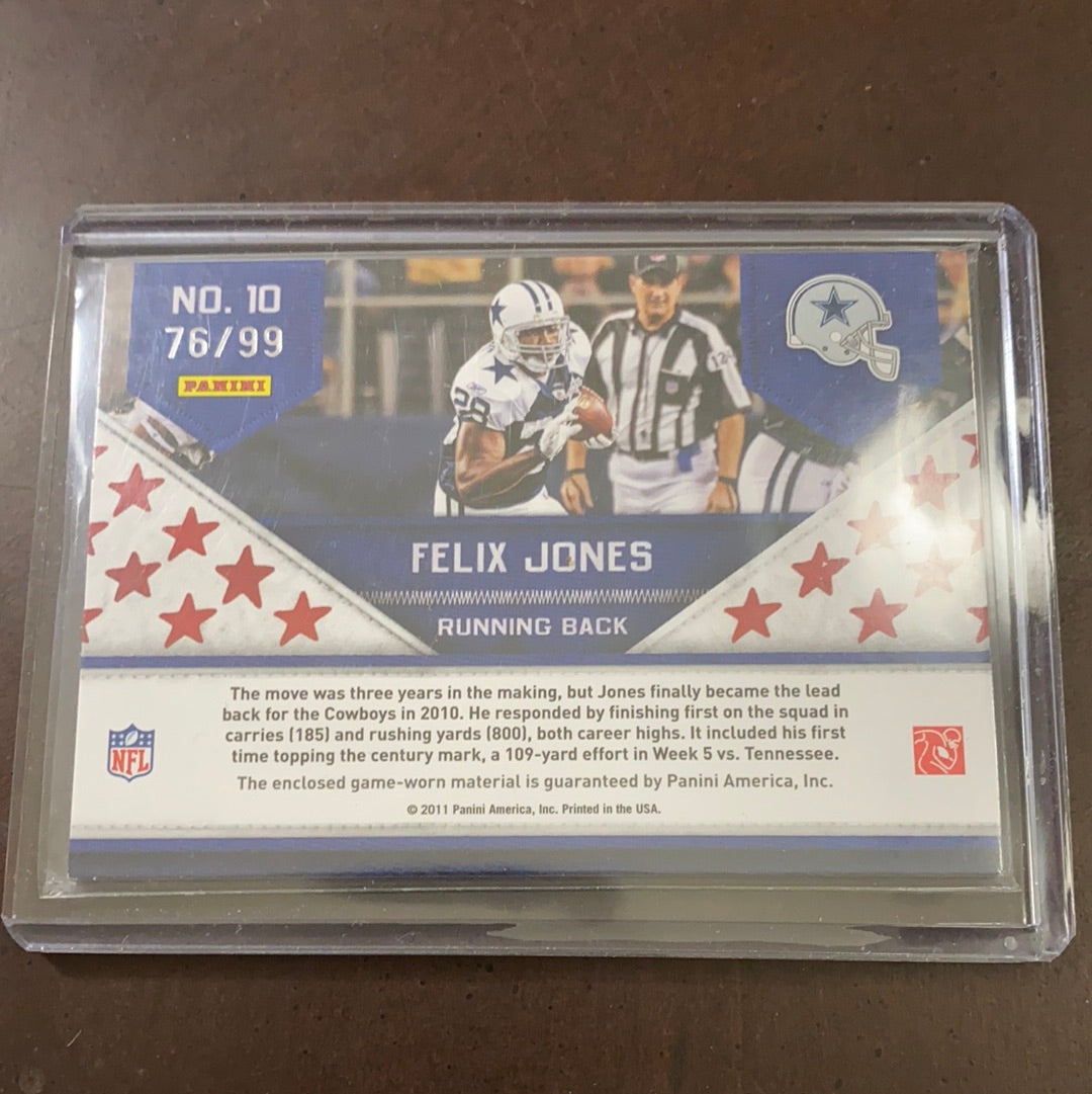 Felix Jones 2011 Panini Threads Game Worn Patch /99 Jersey