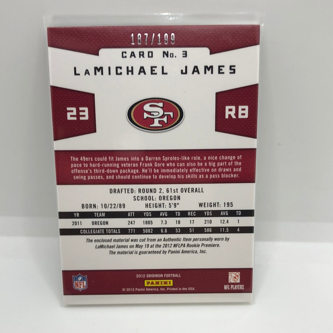 LaMichael James 2012 Gridiron Gems Jsy /199