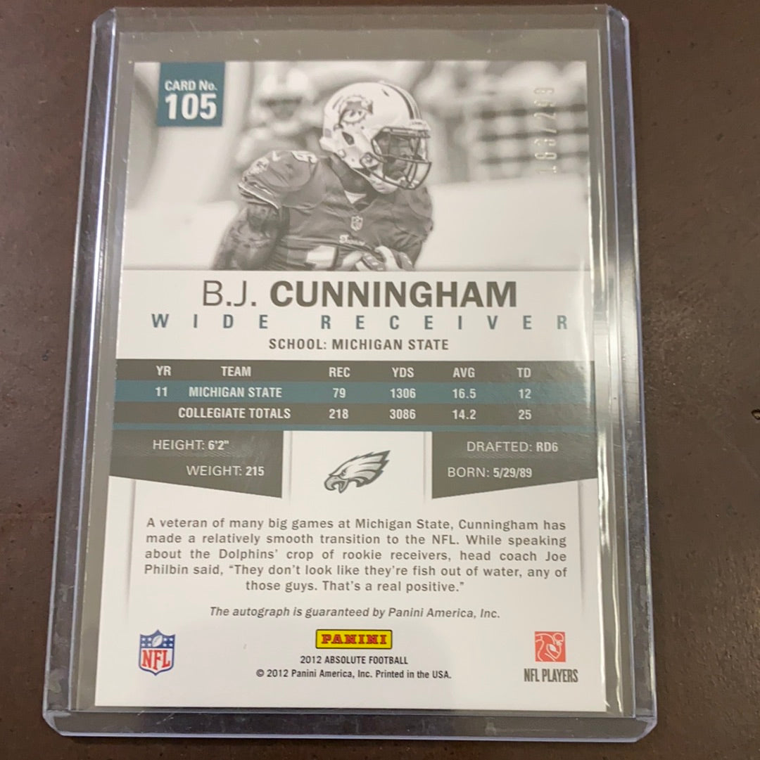 B.J. Cunningham 2013 Absolute Memorbilia Autograph