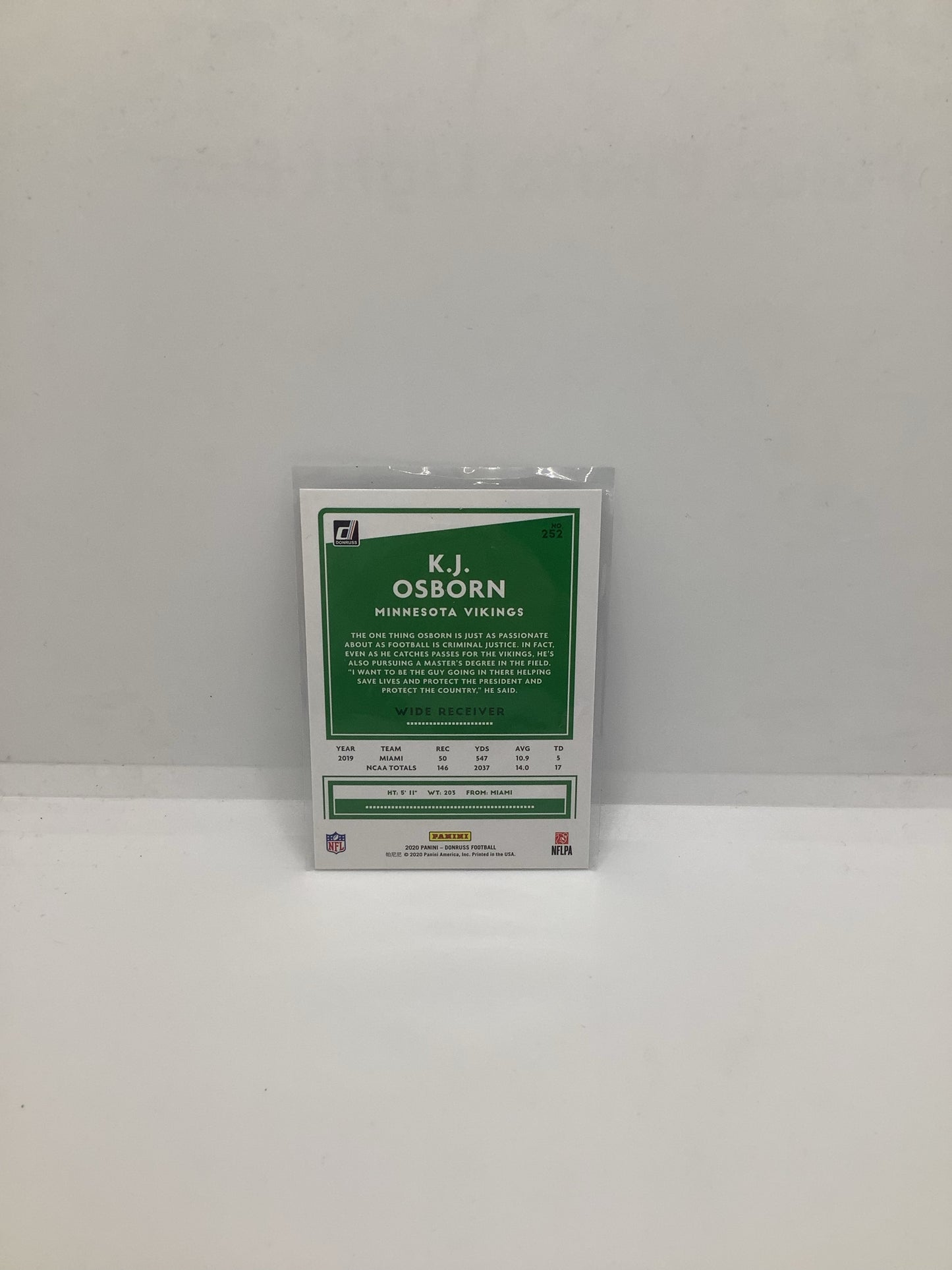 2020 Donruss K.J. Osborn RC Purple