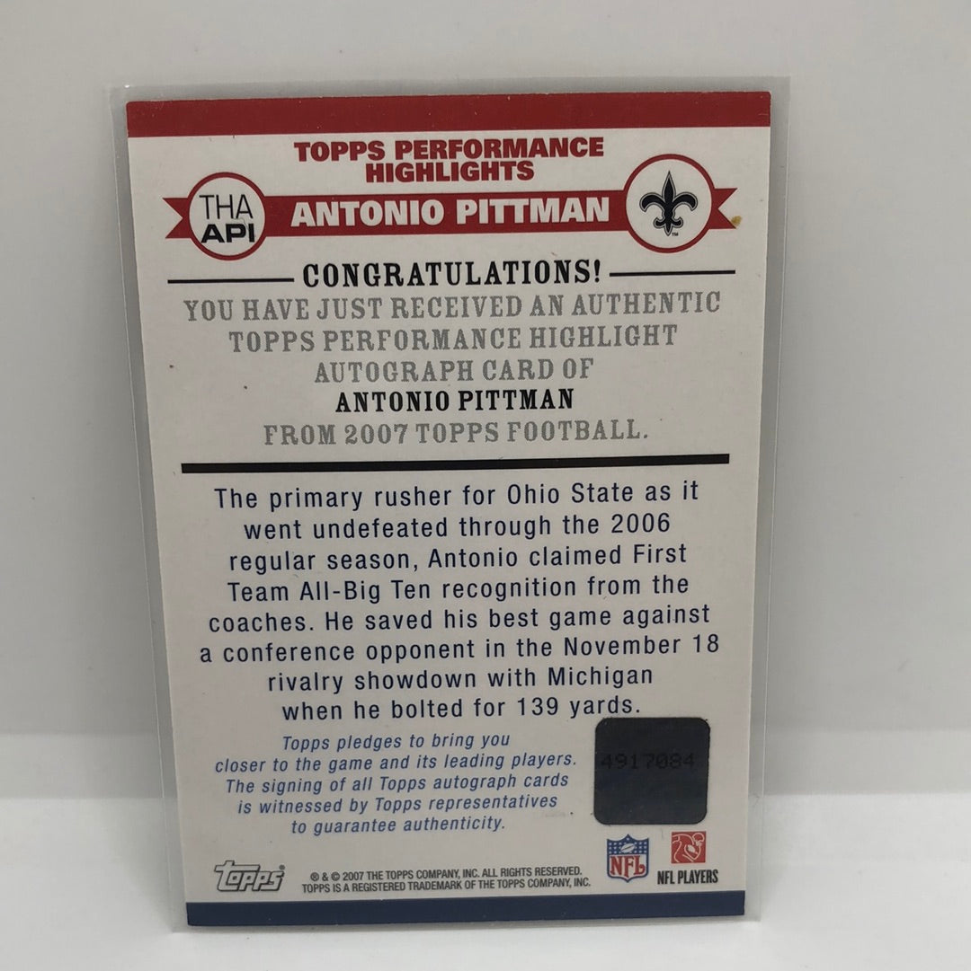 Antonio Pittman 2007 Topps Auto