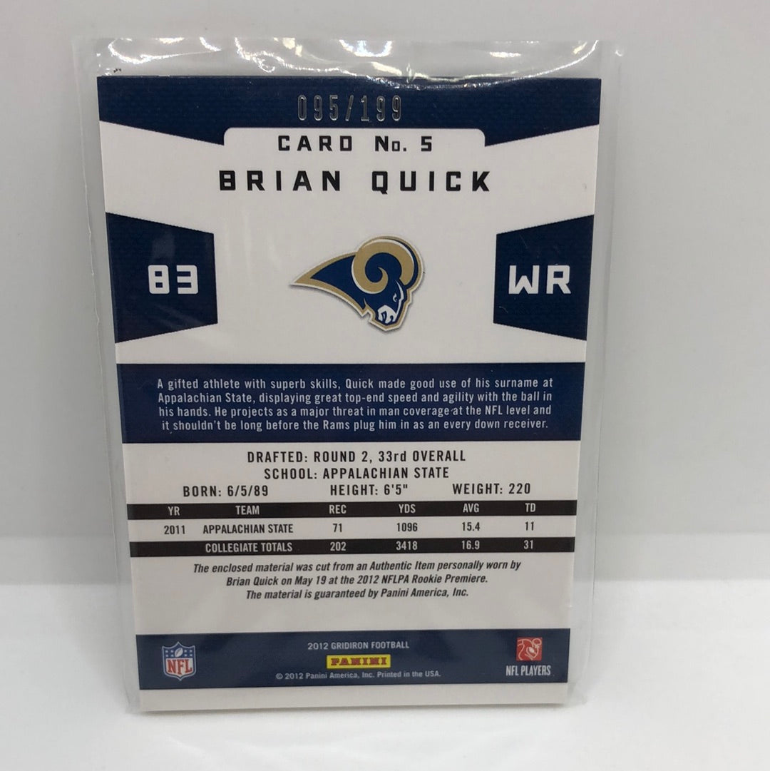 Brian Quick 2012 Gridiron Gems Jsy /199