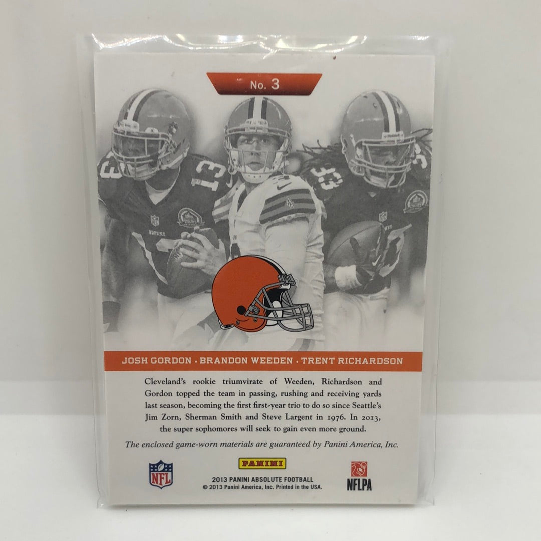 Browns 2013 Absolute Team Trios Jsy /99