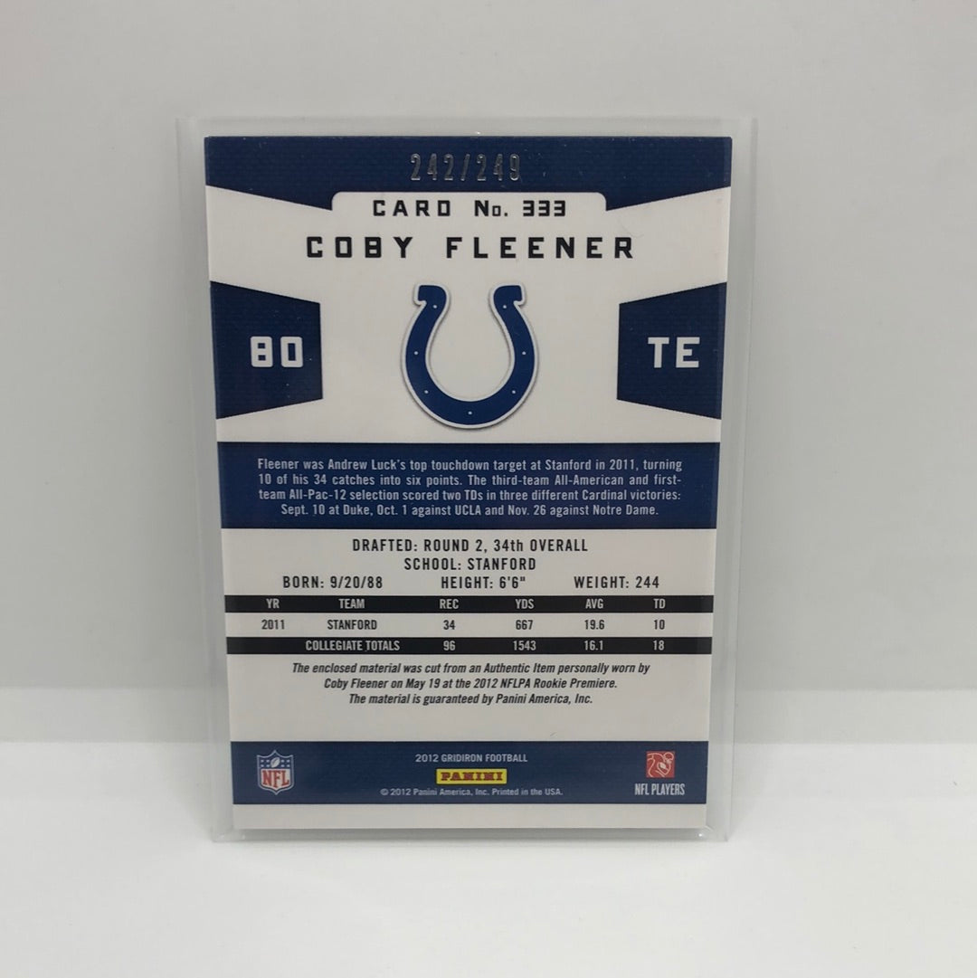 Coby Fleener 2012 Gridiron Gems Jsy Rc /249