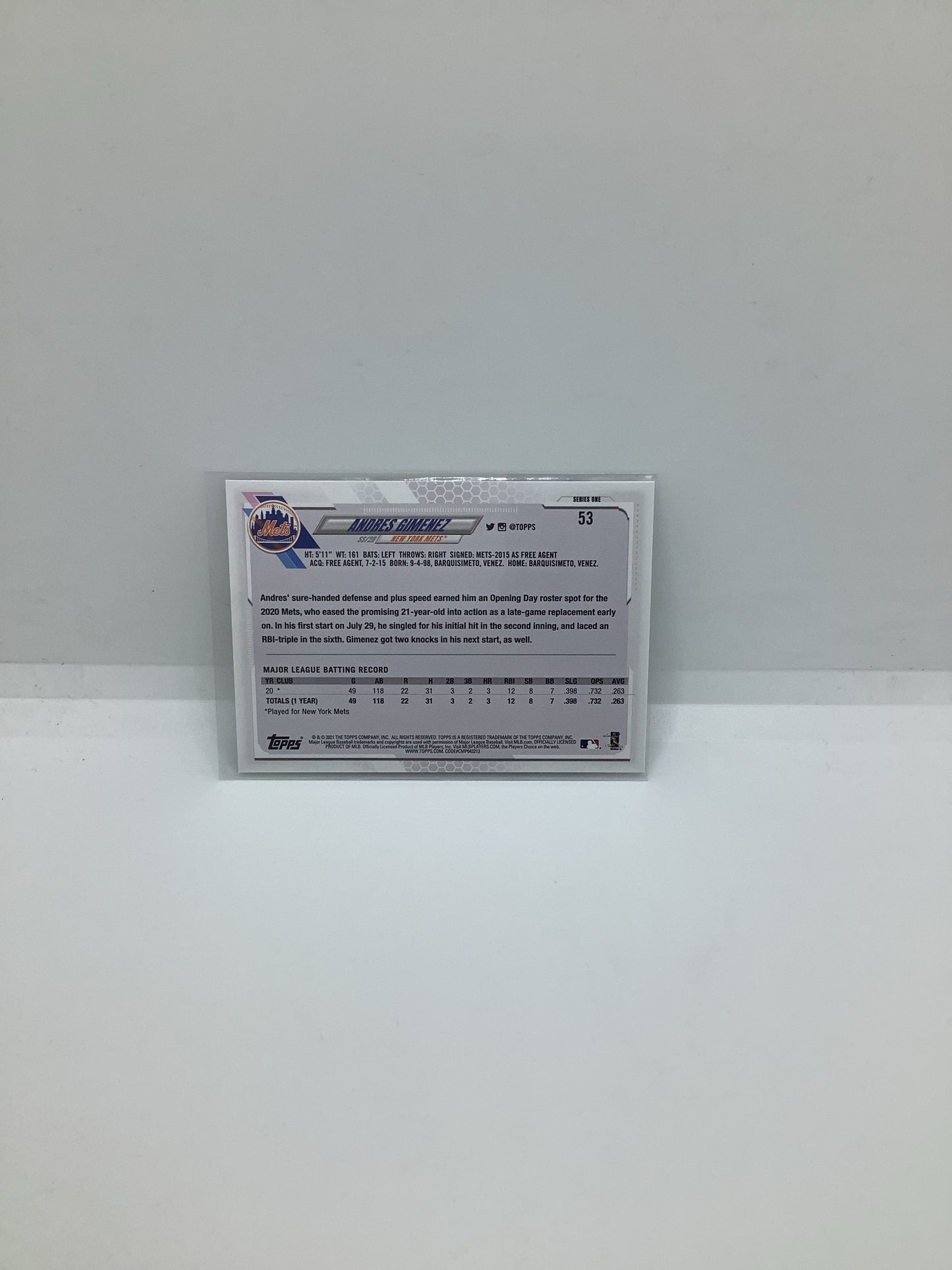 2021 Topps Andres Gimenez RC