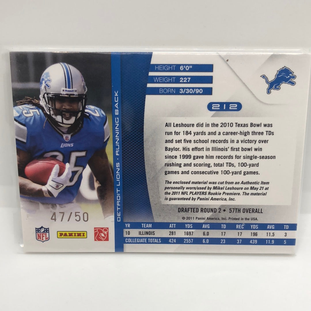 Mikel Leshoure 2011 Absolute RPM Jsy /50