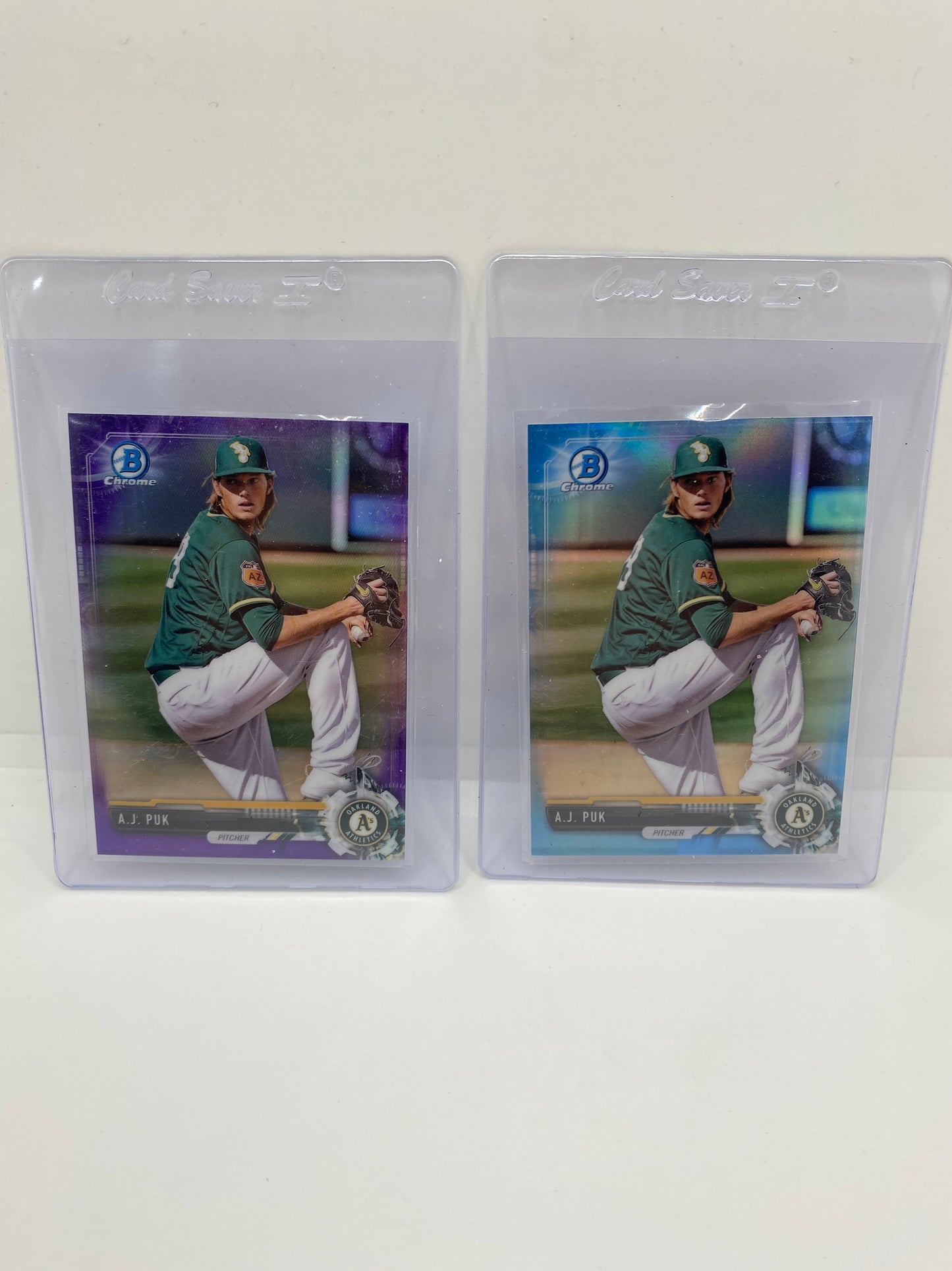 2017 Bowman Chrome Aj Puk Purple & Blue Chrome Refractors
