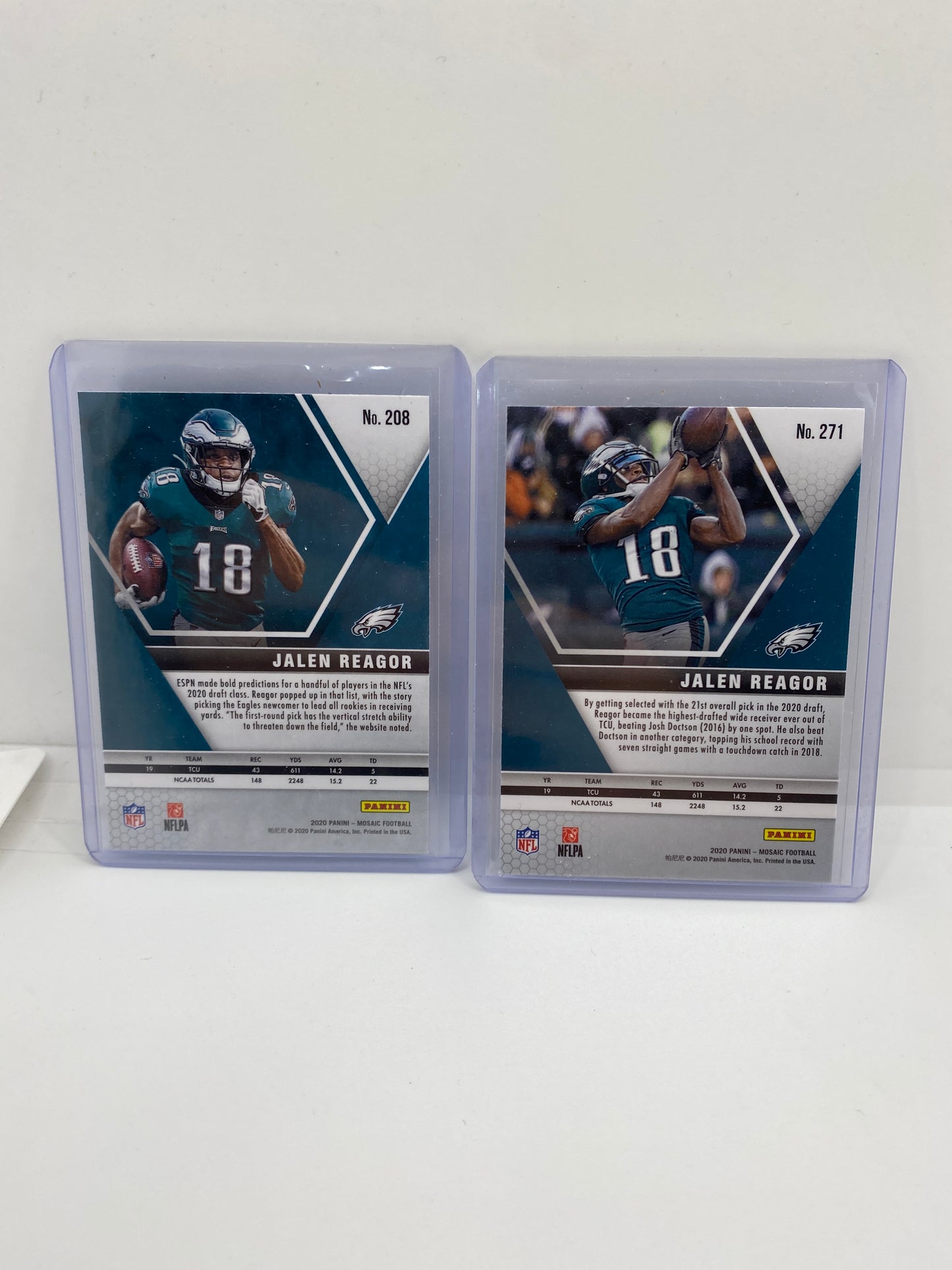 2020 Panini Mosaic Jalen Reagor #271 NFL DEBUT RC LOT OF 2 ROOKIES