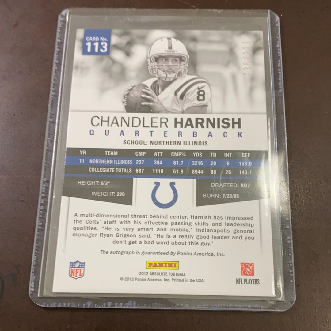 Chandler Harnish   2013 Absolute Memorbilia Autograph