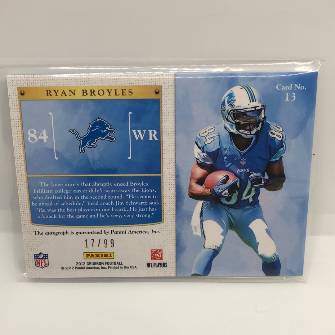 Ryan Broyles 2012 Gridiron Kings Rc Auto /99
