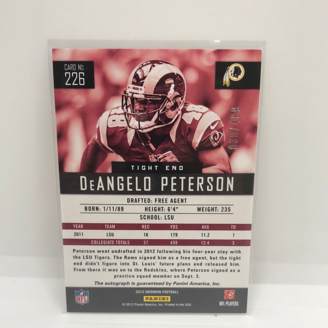 DeAngelo Peterson 2012 Gridiron Rc Auto /499