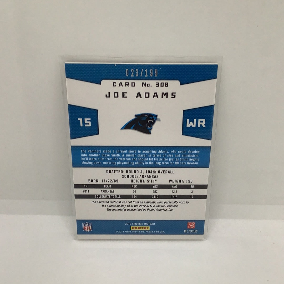 Joe Adams 2012 Gridiron Gems Jsy Rc /199