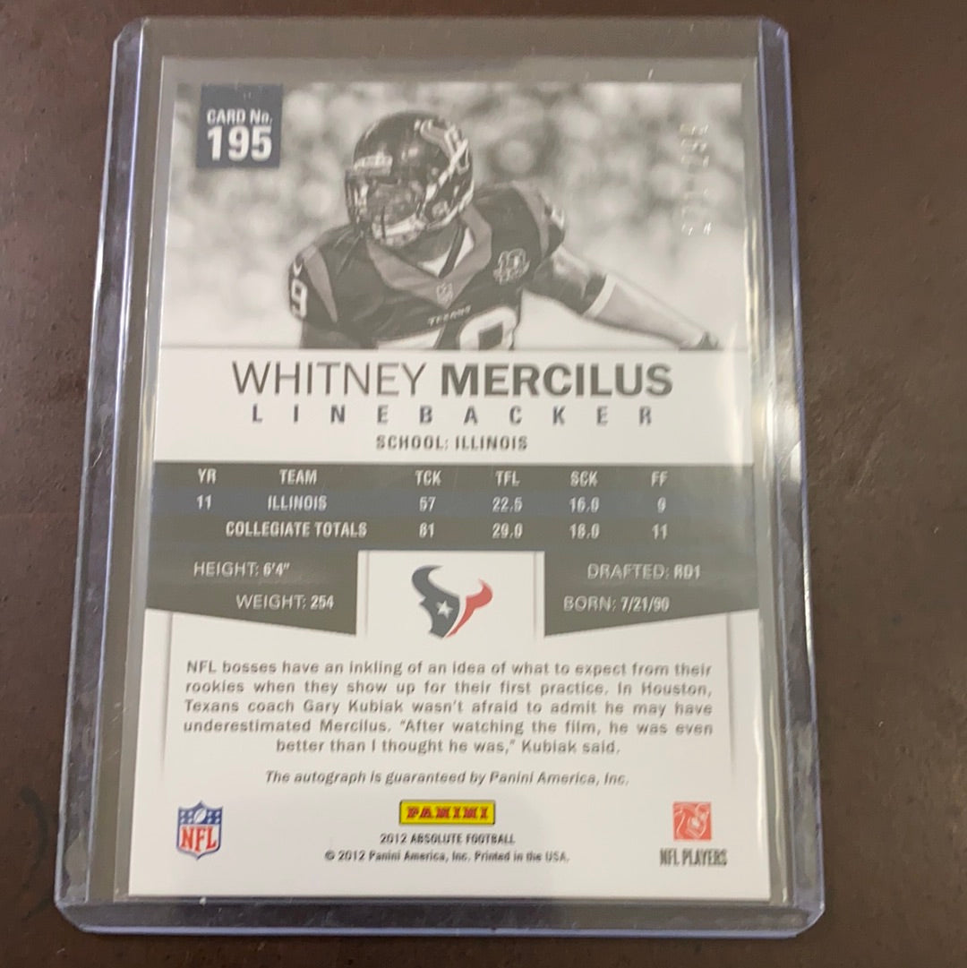 Whitney Mercilus 2013 Absolute Memorbilia Autograph