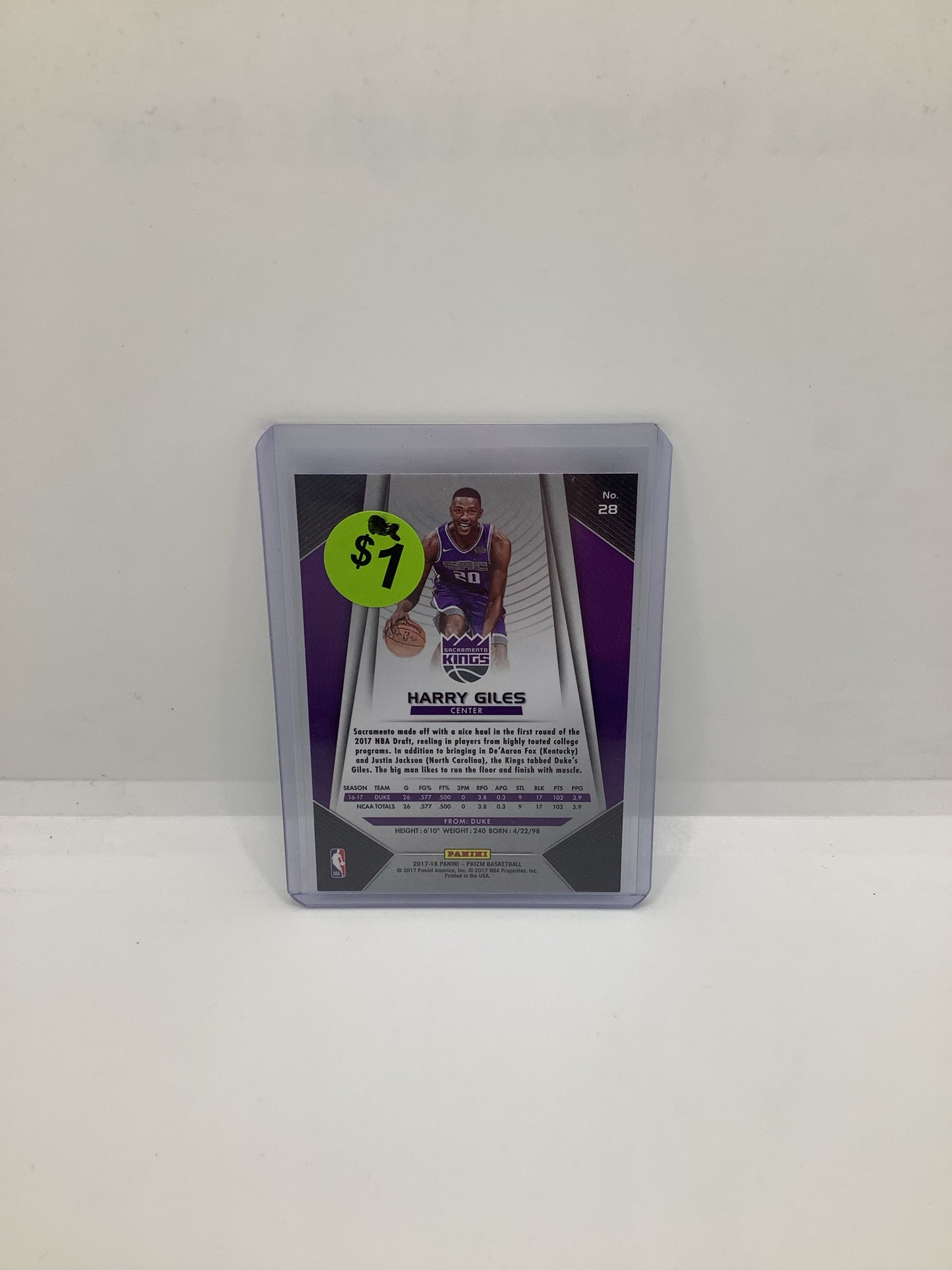 2017-18 Prizm Harry Giles RC Silver