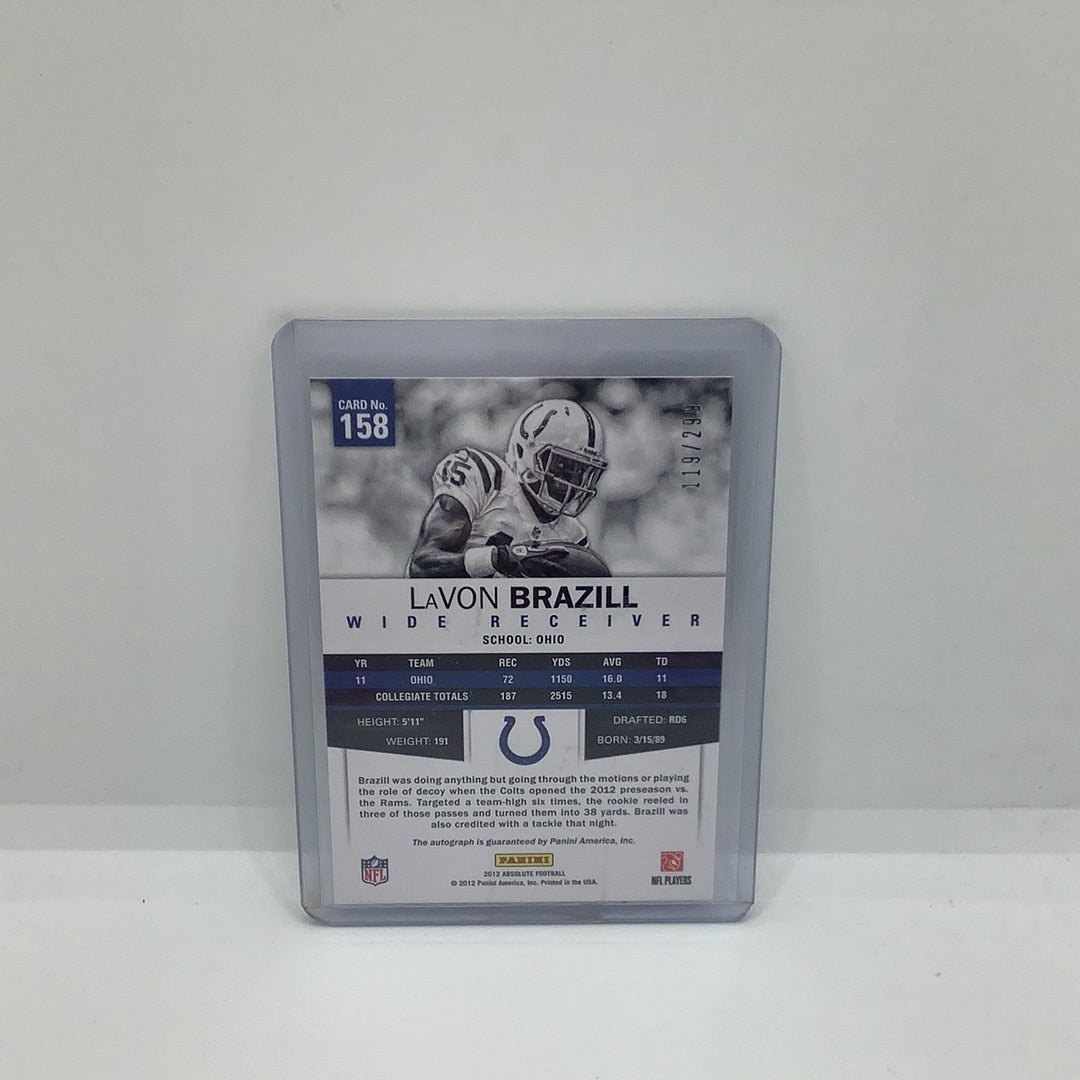 2013 Panini Absolute Auto LaVon Brazill
