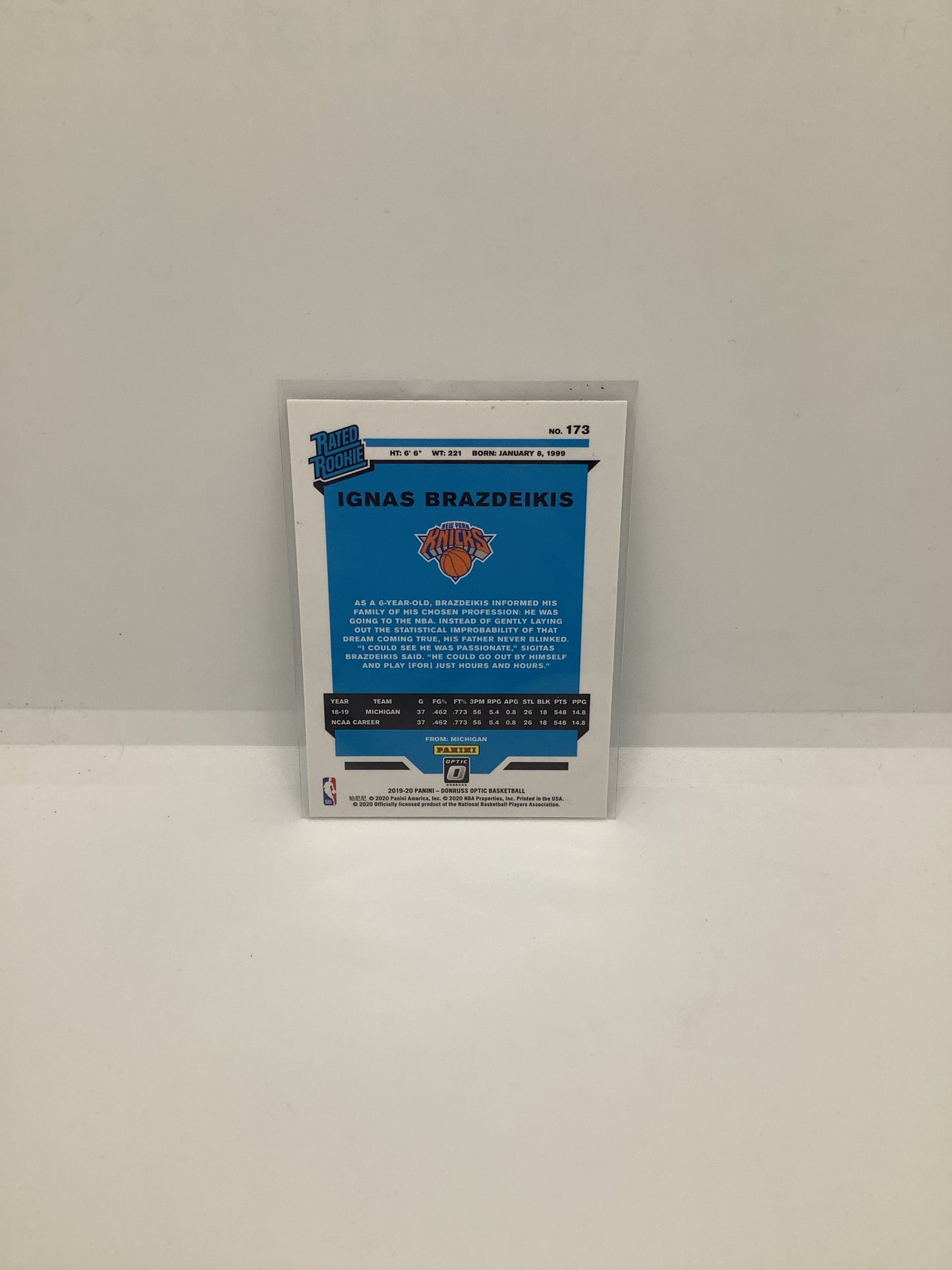 2019-20 Donruss Optic Ignas Brazdeikis RC